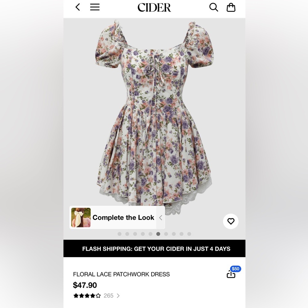 Cider Floral Lace Patchwork Dress